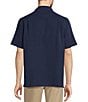 Color:Deep Blue - Image 2 - Big & Tall Point Collar Short Sleeve Solid Jacquard Woven Shirt