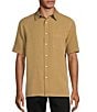 Color:Chino - Image 1 - Big & Tall Point Collar Short Sleeve Solid Jacquard Woven Shirt