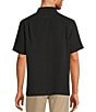 Color:Black - Image 2 - Big & Tall Point Collar Short Sleeve Solid Jacquard Woven Shirt