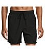 Color:Black - Image 1 - Big & Tall Portside Solid 6#double; and 8#double; Inseam Swim Trunks