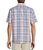 Color:Coral/Open Blue - Image 2 - Big & Tall Short Sleeve Large Plaid Polynosic Sport Shirt