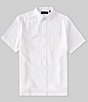 Color:White - Image 1 - Big & Tall Short Sleeve Polynosic Solid Slub Button Down Shirt