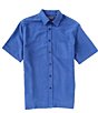 Color:Midnight Blue - Image 1 - Big & Tall Short Sleeve Polynosic Solid Slub Button Down Shirt