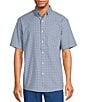 Color:Blue - Image 1 - Big & Tall Short Sleeve Small Checked Oxford Sport Shirt