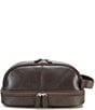 Color:Brown - Image 1 - Bottom Zip Leather Travel Kit