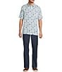 Roundtree & Yorke Button Down Collar Short Sleeve Diamond Print Sport Shirt - Image 3