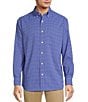Color:Blue - Image 1 - Performance Long Sleeve Chambray Plaid Sport Shirt