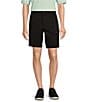 Color:Black - Image 1 - Casuals Straight Fit Flat Front 8#double; Inseam Chino Shorts