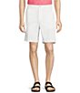 Roundtree & Yorke Casuals Classic Fit Flat Front Solid 9#double; Linen Shorts, Color:White - Image 1