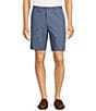 Color:Blue - Image 1 - Casuals Flat Front Classic Fit Linen Houndstooth 9#double; Inseam Shorts