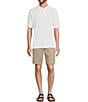 Color:Khaki - Image 3 - Casuals Flat Front Classic Fit Linen Houndstooth 9#double; Inseam Shorts