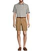 Color:British Chino - Image 3 - Casuals Stretch Fabric Classic Fit Pleated Washed 9#double; Chino Shorts