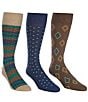 Color:Brown - Image 1 - Diamond And Dotted Crew Dress Socks 3-Pack