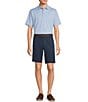 Roundtree & Yorke Flat Front 9#double; Performance Dobby Shorts, Color:Total Eclipse Navy - Image 3