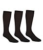 Color:Black - Image 1 - Flat-Knit Acrylic Crew Socks 3-Pack