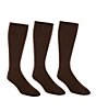 Color:Dark Brown - Image 1 - Flat-Knit Acrylic Crew Socks 3-Pack