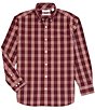 Color:Deep Red - Image 1 - Gold Label Long Sleeve Multi Gingham Button Down Collar Shirt