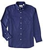 Color:Deep Blue - Image 1 - Gold Label Long Sleeve Solid Dobby Button Down Shirt