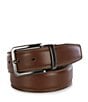 Color:Dark Brown - Image 1 - Half-Stitch Reversible Genuine Leather Dress Belt