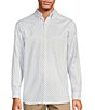 Color:White - Image 1 - Long Sleeve Button Down Collar Paisley Print Sport Shirt