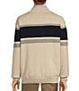 Color:Oatmeal Heather - Image 2 - Long Sleeve Chest Stripe Quarter Zip Sweater