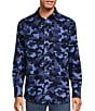 Color:Blue - Image 1 - Long Sleeve Heavy Twill Camo Print Sport Shirt