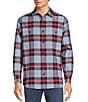 Color:Blue - Image 1 - Long Sleeve Heavy Twill Large Plaid Sport Shirt