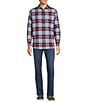 Color:Blue - Image 3 - Long Sleeve Heavy Twill Large Plaid Sport Shirt
