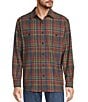 Color:Grey - Image 1 - Long Sleeve Heavy Twill Large Plaid Sport Shirt