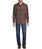 Color:Grey - Image 3 - Long Sleeve Heavy Twill Large Plaid Sport Shirt
