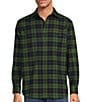 Color:Green - Image 1 - Long Sleeve Heavy Twill Medium Plaid Sport Shirt