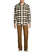 Roundtree & Yorke Long Sleeve Heavyweight Twill Large Plaid Shirt Jacket, Color:Cream - Image 3