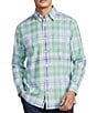 Roundtree & Yorke Large Plaid Pattern Twill Sport Shirt - Image 1
