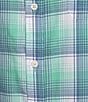 Color:Aqua Green - Image 5 - Long Sleeve Large Plaid Washed Twill Sport Shirt