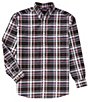 Color:Black - Image 1 - Long Sleeve Large Tartan Plaid Button Down Shirt
