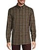 Color:Olive - Image 1 - Long Sleeve Medium Plaid Flannel Sport Shirt