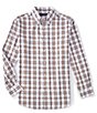 Color:White - Image 1 - Long Sleeve Oxford Windowpane Plaid Shirt