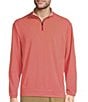 Color:Coral - Image 1 - Long Sleeve Performance Quarter-Zip Striped Pullover