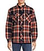 Color:Navy - Image 2 - Long Sleeve Plaid Faux Shearling Lined Shirt Jacket