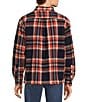 Color:Navy - Image 3 - Long Sleeve Plaid Faux Shearling Lined Shirt Jacket