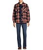 Color:Navy - Image 4 - Long Sleeve Plaid Faux Shearling Lined Shirt Jacket