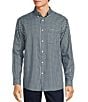 Color:Mint - Image 1 - Long Sleeve Small Checked Twill Sport Shirt