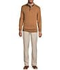 Roundtree & Yorke Long Sleeve Solid Button Mock Sweater, Color:Camel - Image 3