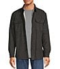 Color:Grey - Image 1 - Long Sleeve Solid Flannel Faux Shearling Lined Shirt Jacket