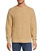 Color:Tan Heather - Image 1 - Long Sleeve Solid Textured Crewneck Sweater