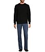 Color:Black - Image 3 - Long Sleeve Solid Textured Crewneck Sweater