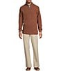 Roundtree & Yorke Long Sleeve Solid Textured Quarter Zip Pullover, Color:Rust - Image 3