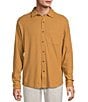 Roundtree & Yorke Long Sleeve Solid Waffle Coat Front Shirt, Color:Chino - Image 1