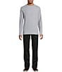 Roundtree & Yorke Long Sleeve Solid Waffle Crewneck Pullover, Color:Light Grey - Image 3
