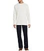 Roundtree & Yorke Long Sleeve Solid Waffle Crewneck Pullover, Color:White - Image 3